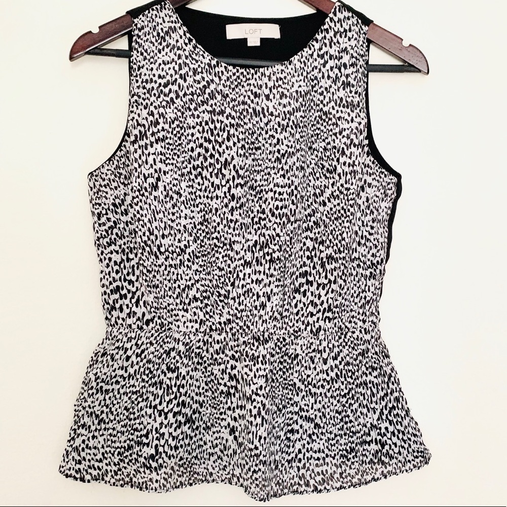 LOFT Sleeveless Animal Print Peplum Sleeveless